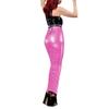 High-Waisted Faux Leather Latex Pencil Skirt