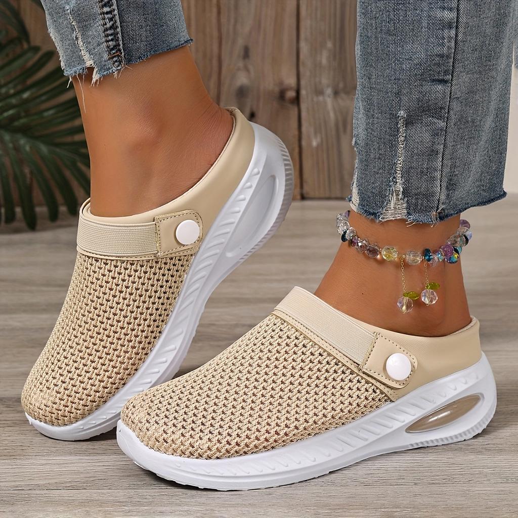 Ladies' Solid Color Plus-Size Casual Sneakers, Slip-On White Comfortable Casual Shoes, Perfect for Beach Vacations, Camping