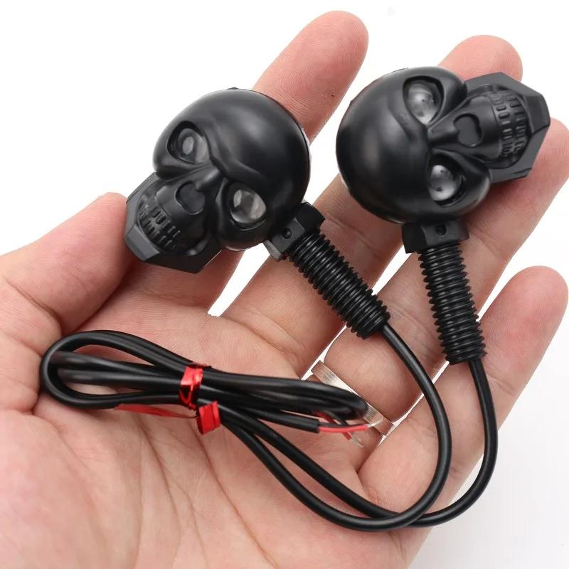 Waterproof Fog Light Auxiliary Headlights Dual Color 2pcs/set New LED Skull Shape for ATV Scooter Motorcycle Driving Racer