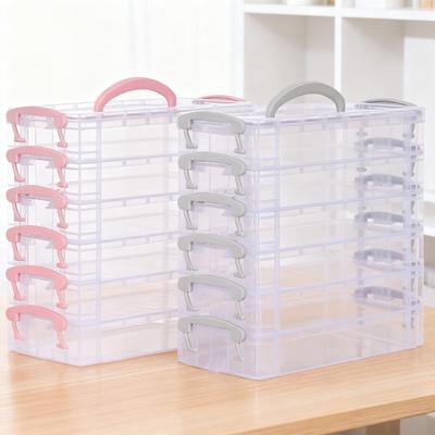 3/4/6 Layer Paintbrush Box Portable Detachable Color Pen Storage Box Multi-function Watercolor Stationery Organizer Supplies