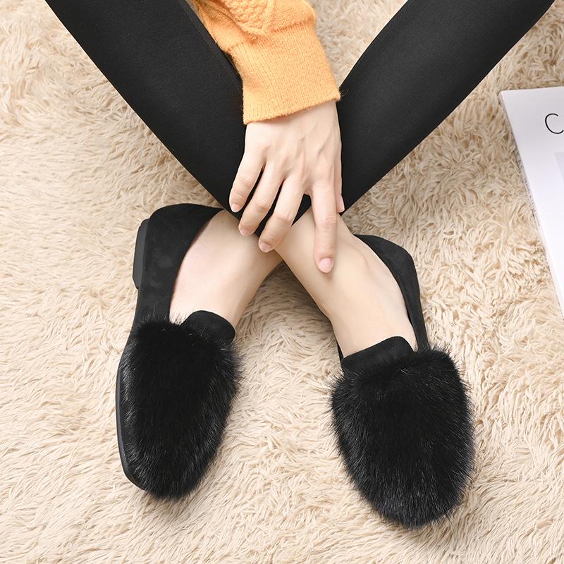 Mao Mao 2025 Korean Style Mink Fur Thick Sole Women's Winter Shoes - Versatile, Comfortable, Plus Velvet, Ideal for Pregnant Women