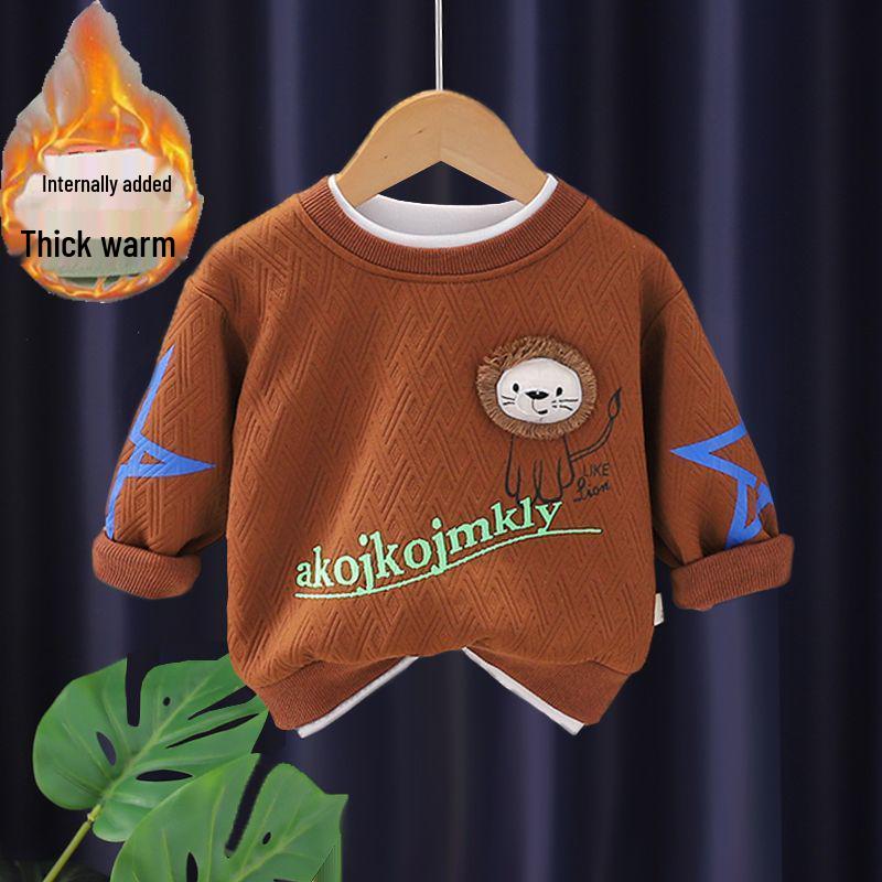 

Boys Autumn/Winter Fleece Sweatshirt Polo & Casual Two-Piece Set 120 for 5 years