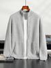 Siping Men's Thick Cashmere Cardigan, Zipper Stand Collar, Warm Knit Outerwear, Business Casual Wool Sweater