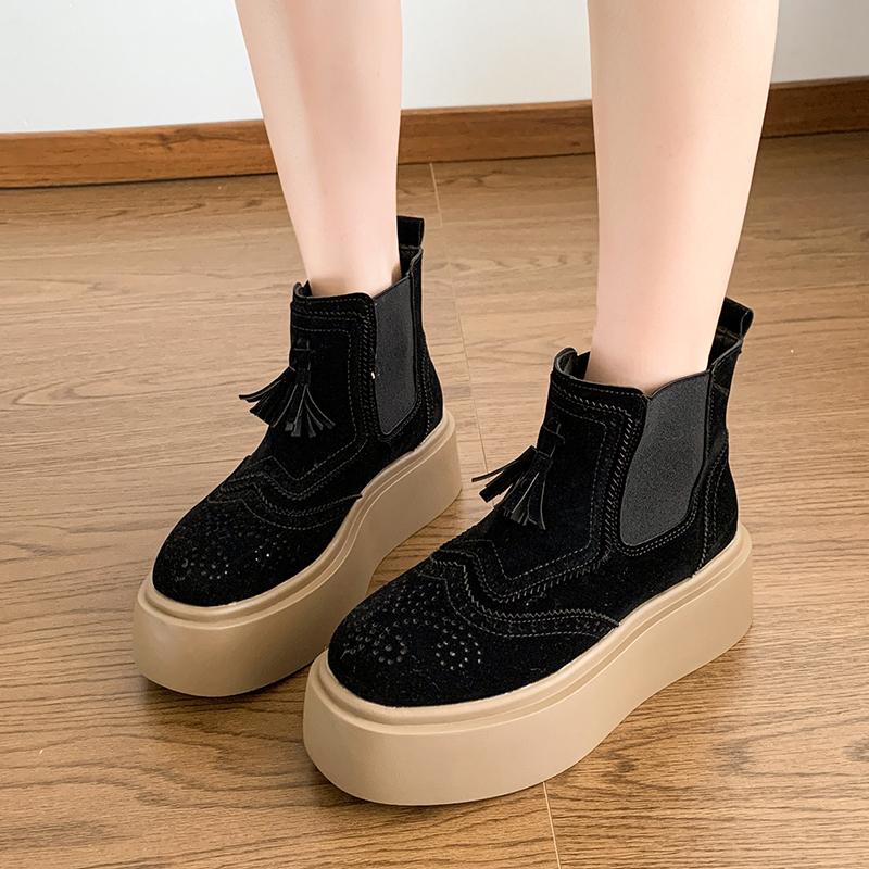 2024 Autumn New Thick Soled Women's Loafers Casual Sports Boots Designer Brand Trendy Short Ankle Boots