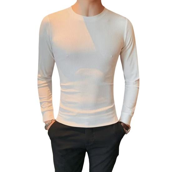 Top de fitness pentru bărbați, de primăvară, toamnă, cu gât rotund, cu mâneci lungi elastice, pulover de culoare solidă, pentru fitness, pentru sport, haine de iarnă