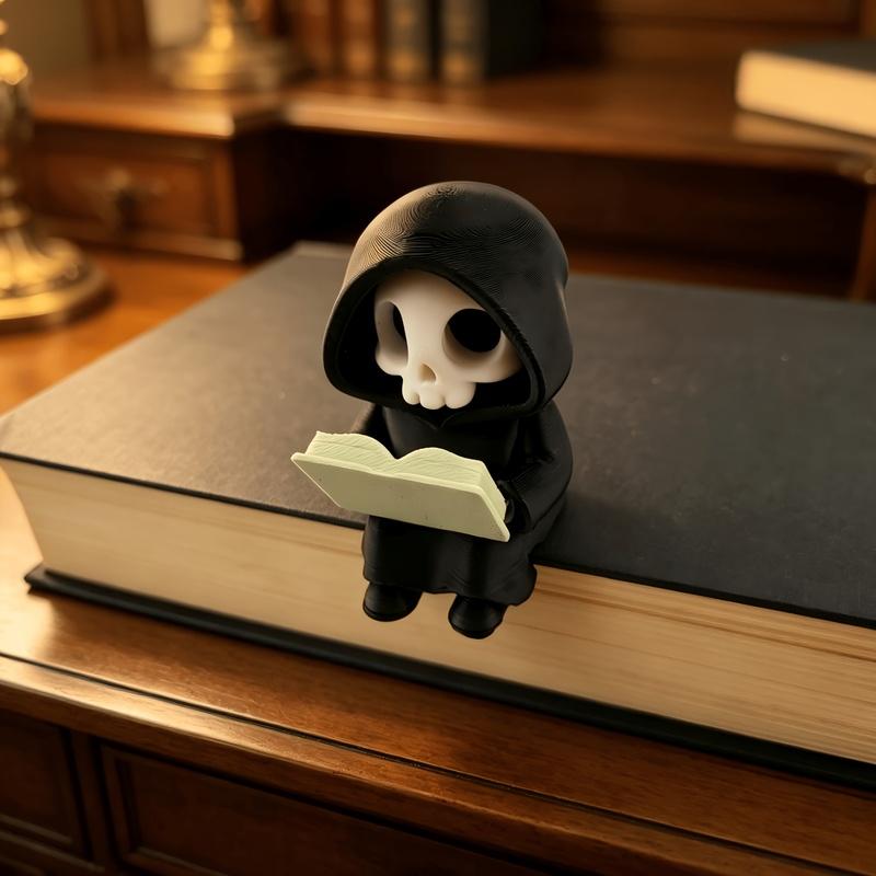 3D Printed Little Death God Figurine, Gothic Hooded Skull Statue, Dark Style Desktop Ornament, Halloween Decor & Creative Gift