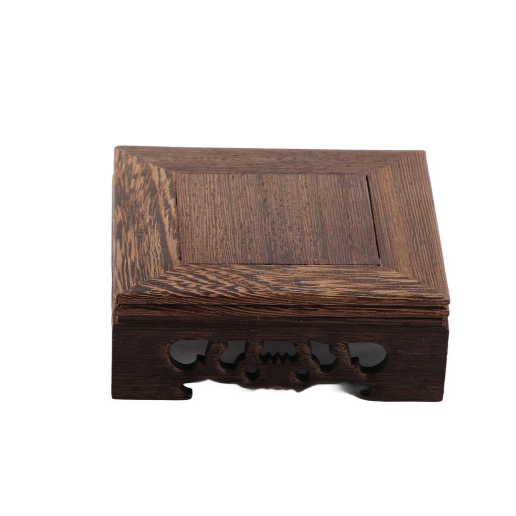 Buddha Statue Ornament Base Wooden Flower Pot Stand Durable Square Vase Fish Tank Display Tray