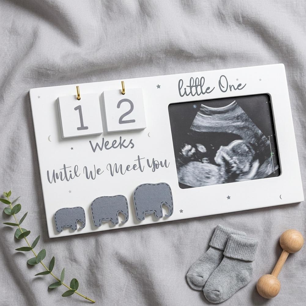 Ultrasound Photo Frame with Pregnancy Week Countdown, Wooden Baby Sonogram Display, Perfect Expecting Parents Keepsake Gift