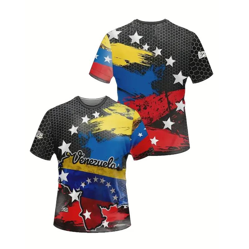 Tricouri cu Imprimeu 3D Venezuela Pentru Bărbați Gât Rotund Mânecă Scurtă Tricou Supradimensionat Fashion Casual Vară Tricou Zilnic
