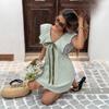 Women's V Neck Short Sleeve Mini Dress Loose Fit High Waist Sweet Striped A-Line Dress For Summer Beach Daily Dating