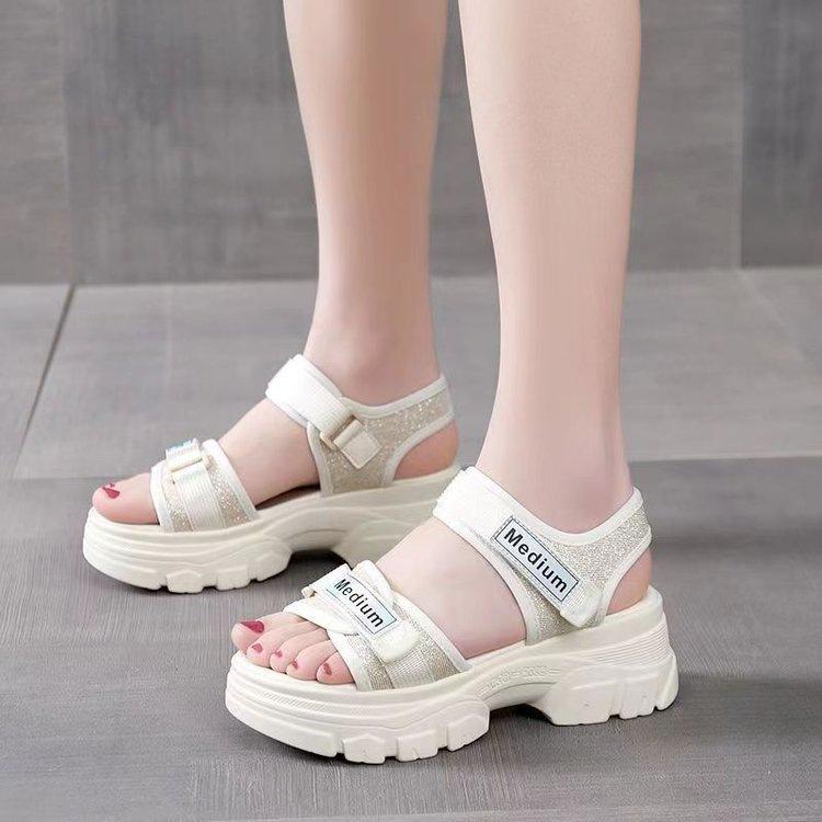 

Sports sandals women s 2025 new summer versatile muffin thick-soled wedge heel fashion outer wear beach women s shoes 40