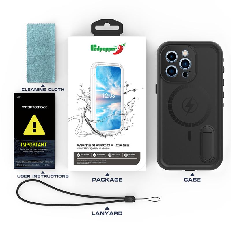Redpepper IP68 Waterproof Case For Apple iPhone 13 12 Pro Max Shock Drop proof Magnetic Charging with Stand Swim Diving Cover