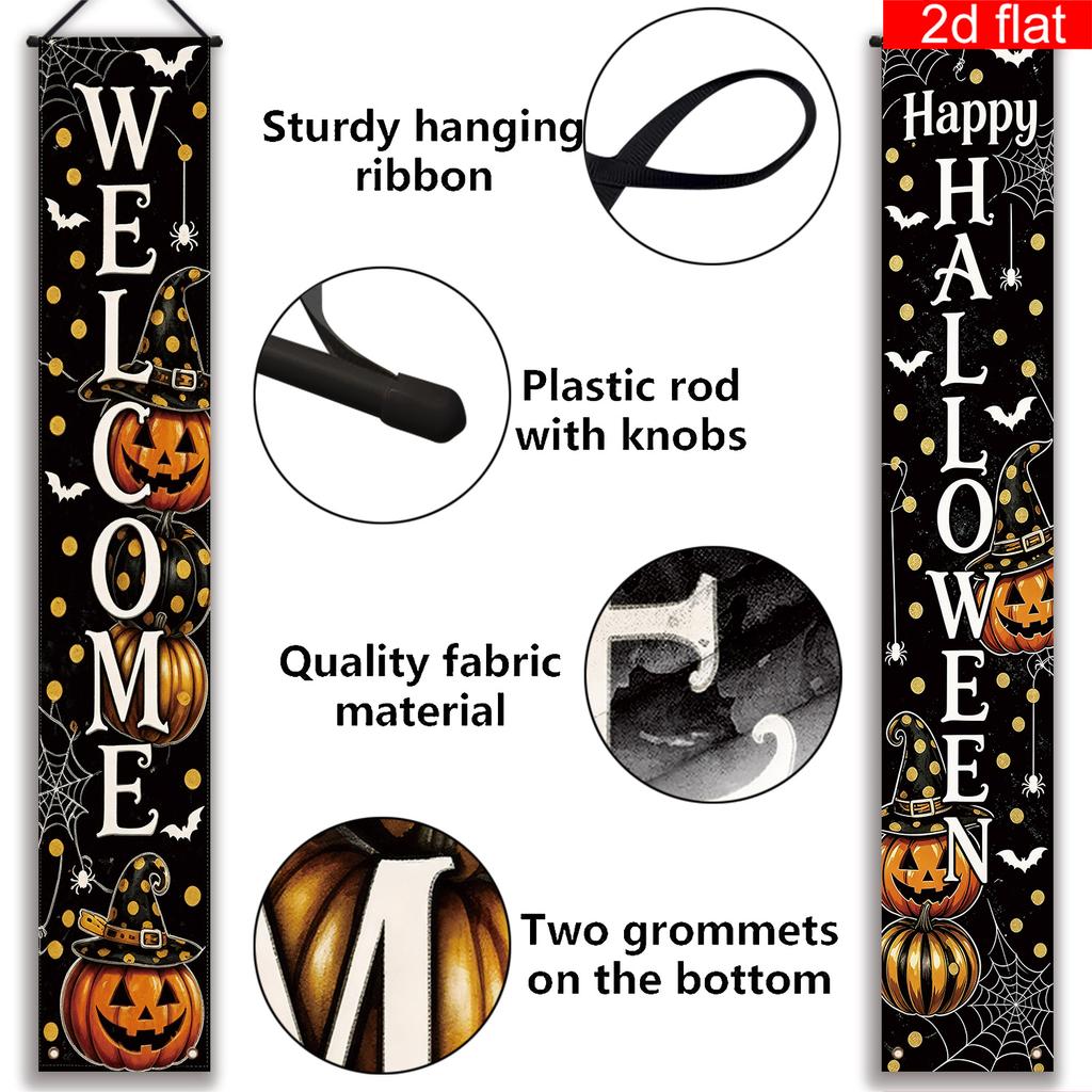 Banner 2pcs Polyester for Halloween & Porch