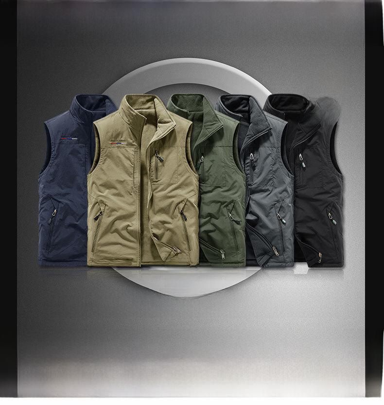 Men's Outdoor Double-Sided Fleece Vest - Thickened Autumn/Winter Polar Fleece Waistcoat