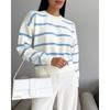 European and American Striped Knitted Round Neck Pullover Long Sleeve Bottoming Shirt Outdoor Sweater Women Knitted Sweater