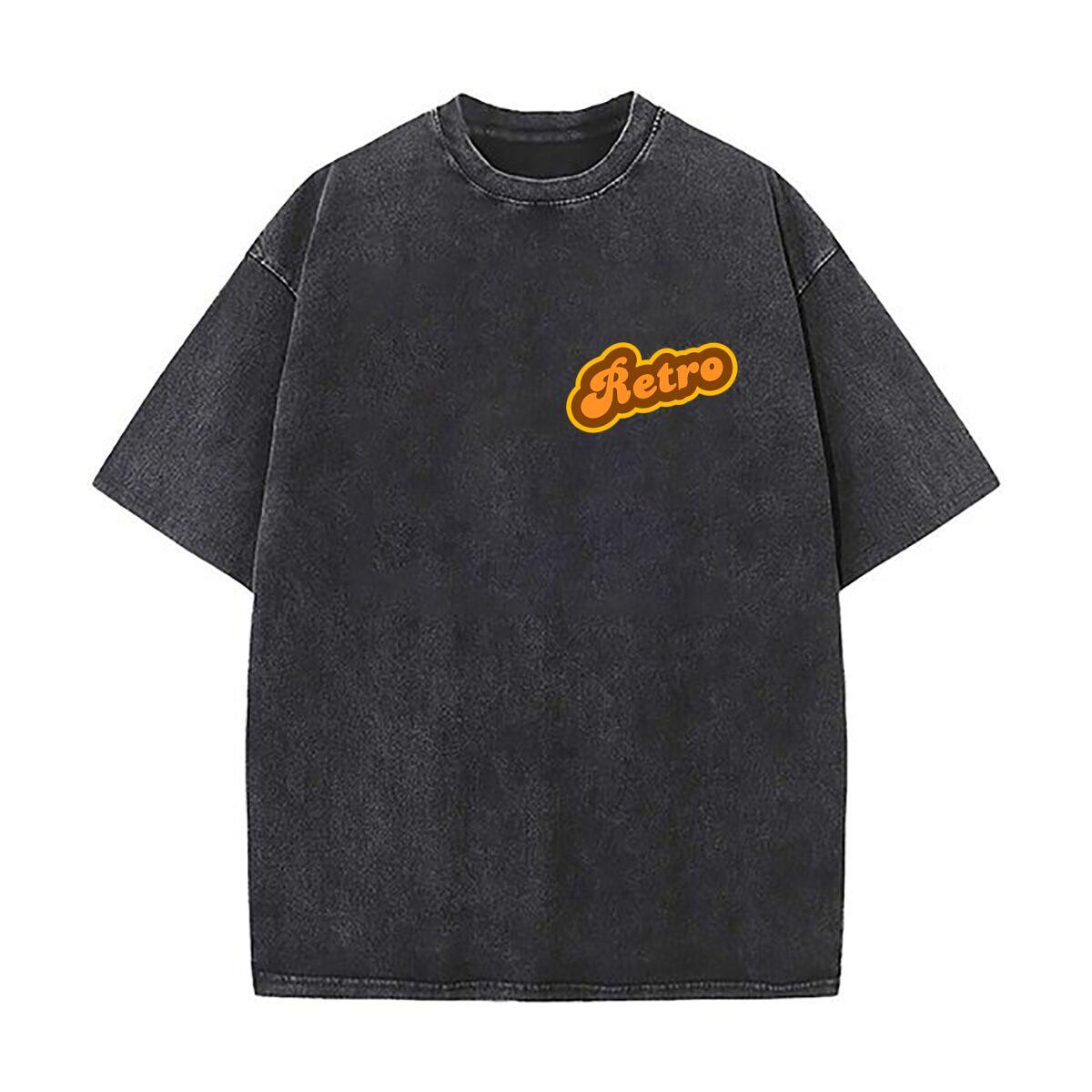 Retro  s  Logo Text Mens Summer Tshirt  Short Sleeve Loose Streetwear Short Sleeve Tops S