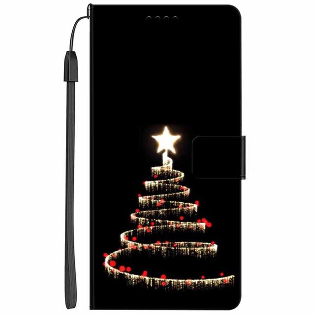 Christmas Flip Case For Motorola Moto G15 / G05 / E15 / G15 Power 4G Wallet Leather Cover With Lanyard Cartoon Wallet Phone Case