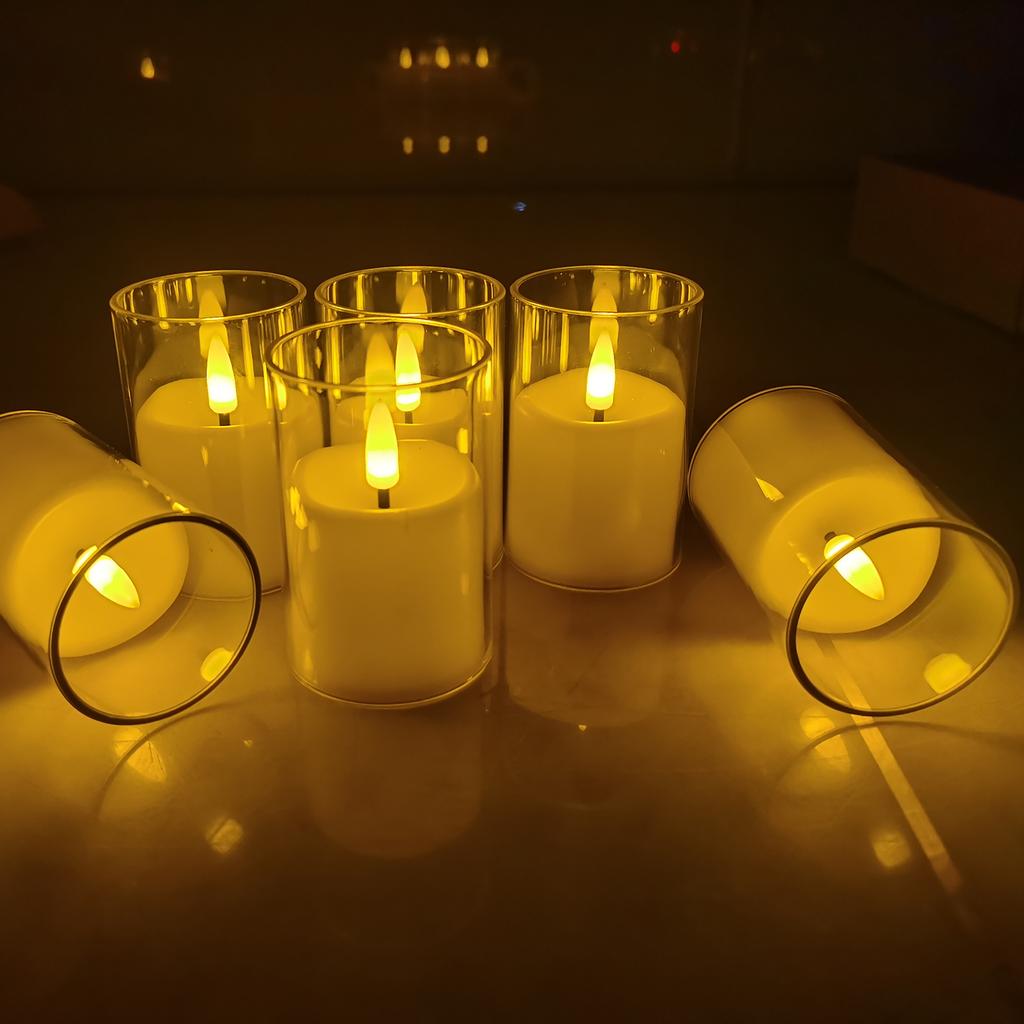 6Pcs Flameless LED Candle Lights Creative Wishing Led Tea Lamp Warm White Halloween Wedding Christmas Decoration Candle Light