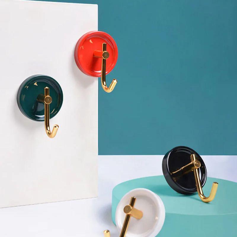 Nail-free Bathroom Hook Ceramic Color Towel Hook 4-piece Bedroom Living Room Coat Hook Single Hook Red/Black/White/Green