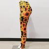Sunflower digital print slim fit high waist sports yoga pants leggings with tight height and elasticity