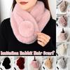 Faux Rabbit Fur Plush Neck Scarf Thicken Double-sided Neck Cover Cute Cross Scarf  Winter