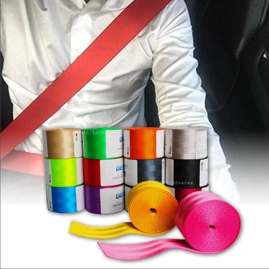 Car Seat Belt Webbing Lap Universal Multicolored Seatbelts with Seatbelt Stopper Buckle Auto Interior Accessories