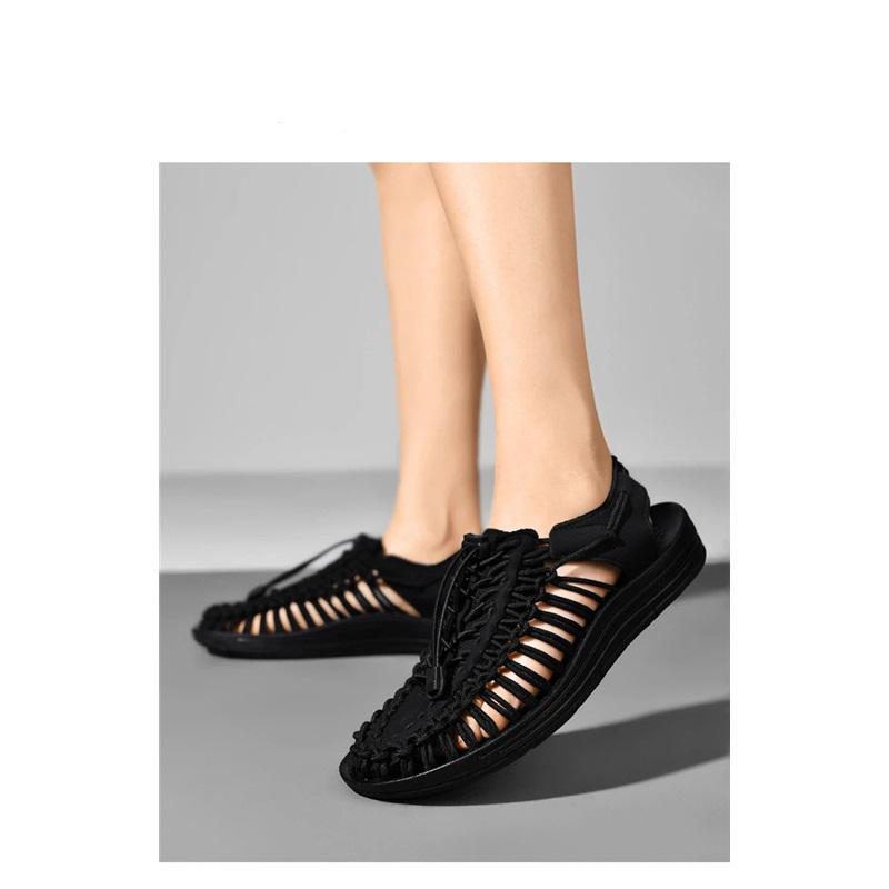  Elastic Rope Woven Sandals Breathable Flat Casual Beach Shoes