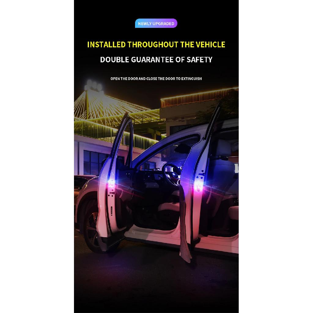 1/2PCS Car RGB LED Door Strobe Warning Signal Lights USB Magnetic Welcome Light Safe Anti-collision Emergency Lamp