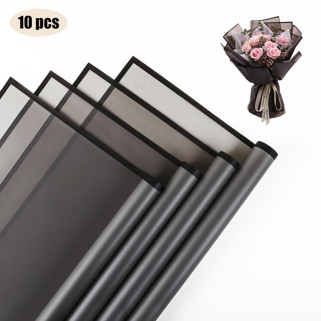 10 Sheets Flower Wrapping Paper with Golden Edges, Waterproof Bouquet Packaging - Ideal for DIY Weddings & Birthdays 2035