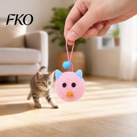 Cat Toy Plush Mouse Ball, Soft Fluffy Ball with Bell, Kitten Colorful Teething for Indoor Cats Boredom Relief Interactive Play