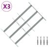 Window Security Grille with 3 Horizontal Bars 3 pcs