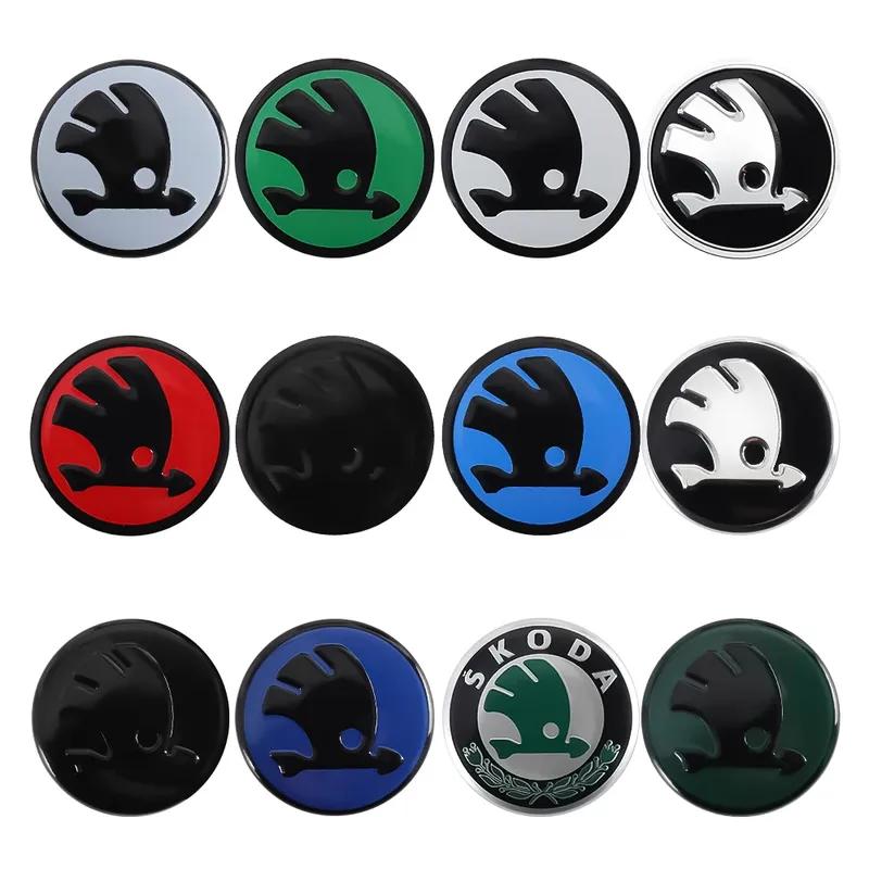 Επίσημα Εμβλήματα Τιμονιού Αυτοκινήτου από Κράμα Αλουμινίου 43/44mm για Skoda Rapid Spaceback Superb Octavia Rapid Fabia Αξεσουάρ Εσωτερικού Αυτοκινήτου