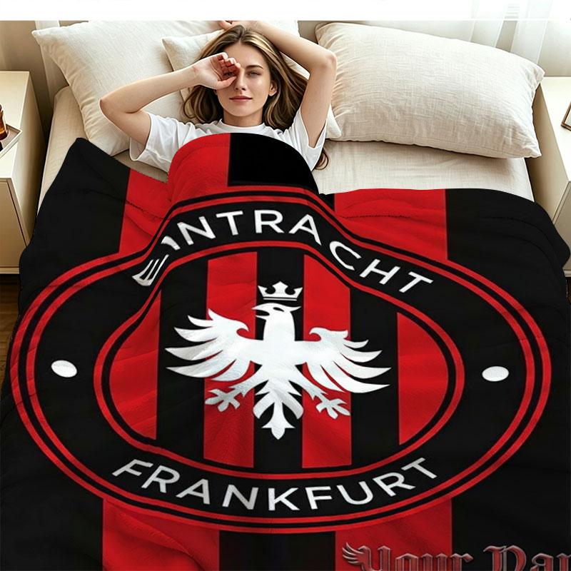 1PC Eintracht Frankfurt Custom Name Patterned Flannel Blanket Suitable For All Seasons for Home Decor Warmth and Comfort Gifts Holiday Present
