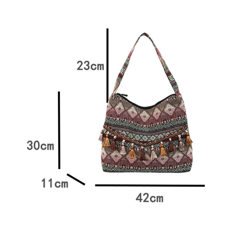 Vintage Women's Bag Tassel Ethnic Handwoven Crossbody for Lady Bag Hippie Sling Shoulder Bags for Ladies Handbag