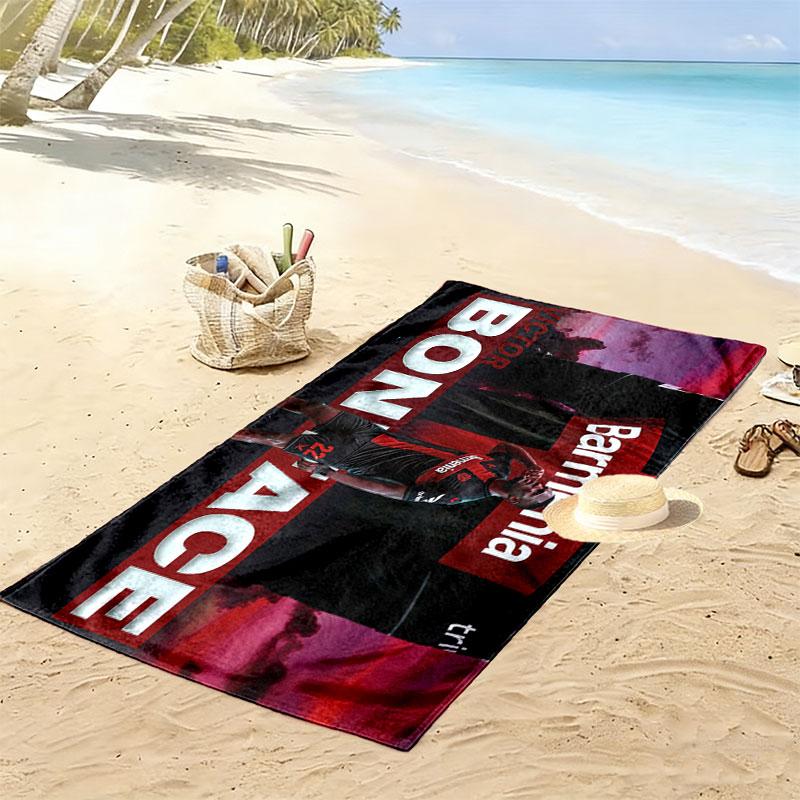 Victor Boniface Print Beach Towel, Large Soft Quick Dry Towel for Beach Camping Swimming