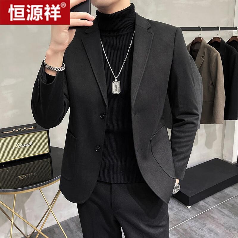 Hengyuanxiang Men's Winter Starry Wool Blend Suit Jacket
