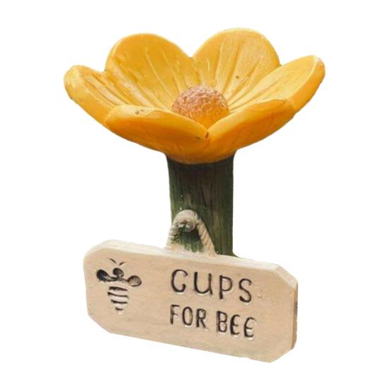 Bienenfreundliche, flache Trinkschale aus Keramik in Blütenform – leicht zu reinigen – Gartendekoration