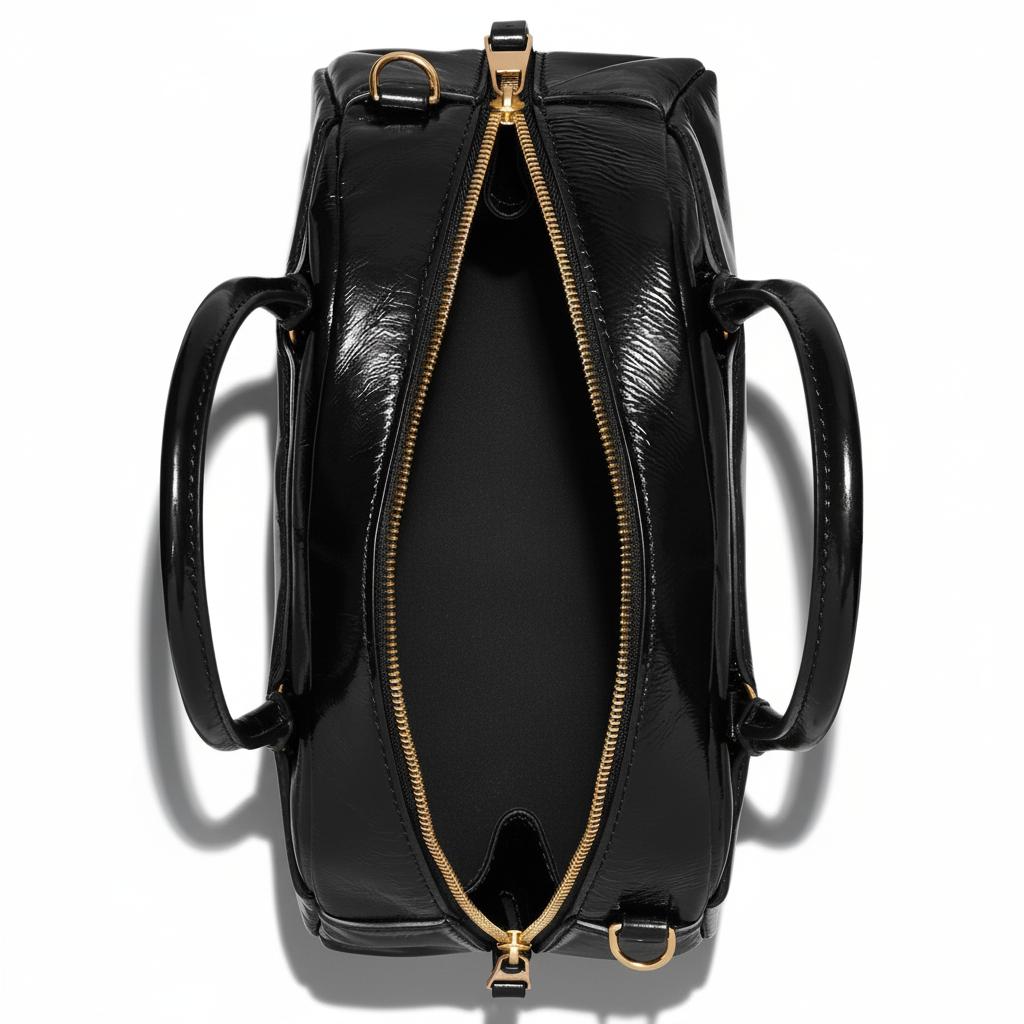 Tory Burch Logo Design Leather Bowling Bag Women Handbags Black 178799-001