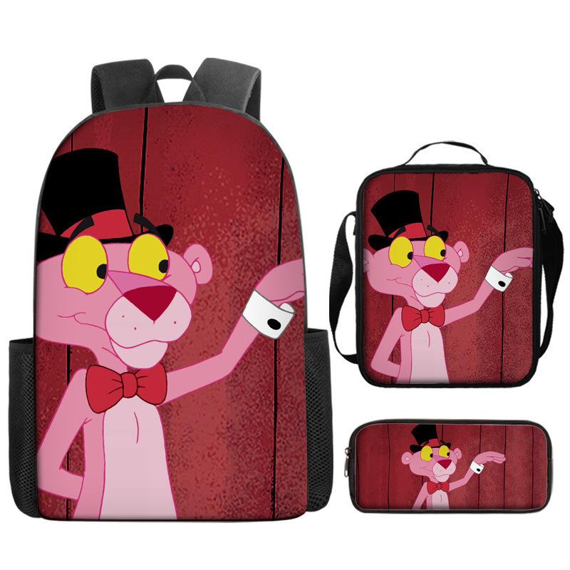 Pink Panther Pink Panther Pink Panther Cartoon School Bag Backpack Pencil Bag Three-Piece Set Backpack