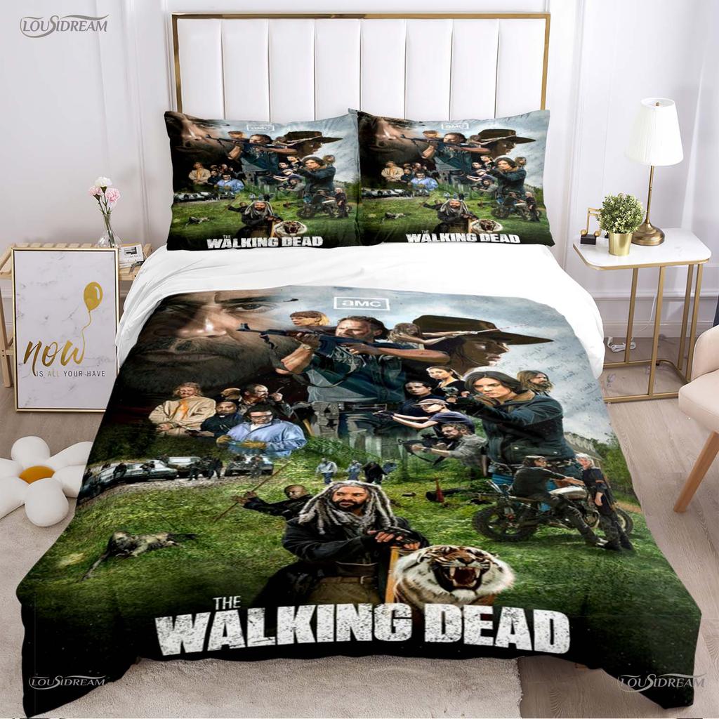 Walking Dead Filmmönster Alla Säsonger Påslakan Sängkläder Lyxigt Mjukt Täckeöverdrag och Kuddfodral Enkel/Dubbel/Queen/King