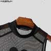 INCERUN Men Sleeveless Mesh Patchwork Printed Briefs Jumpsuits Bodysuits