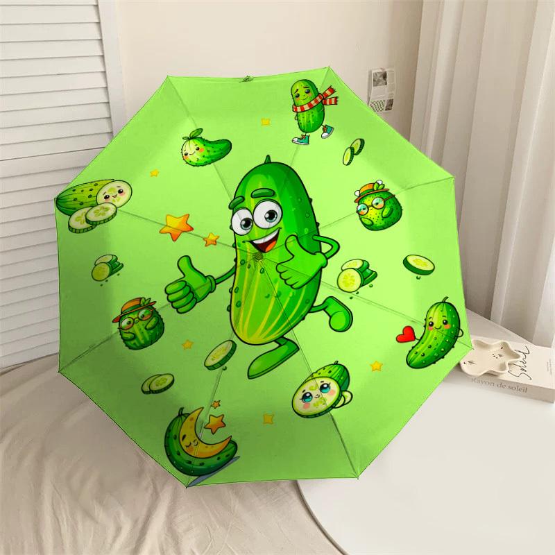 1pc Cucumber Character Pattern Umbrella Design Automatic Opening and Closing Umbrella, High-quality Travel Umbrella,  c1128001