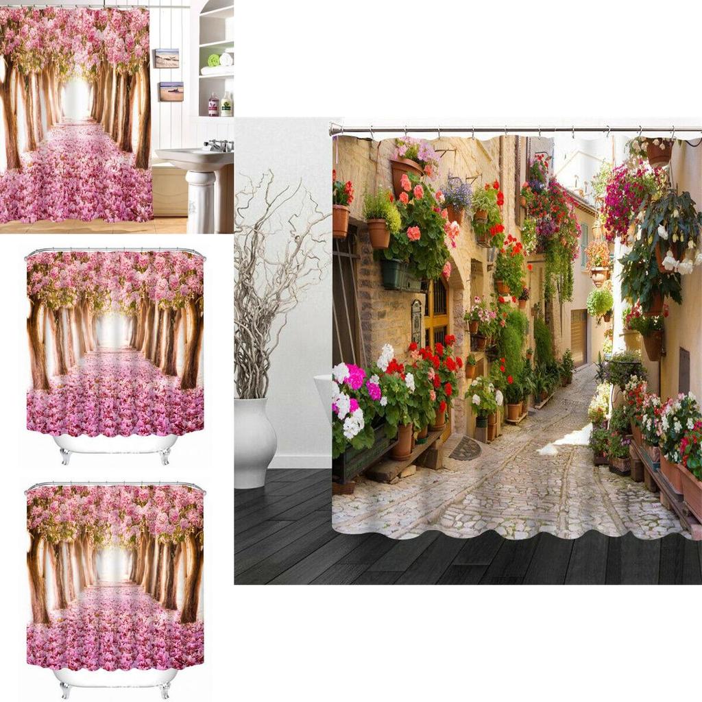 Atemberaubende wasserdichte Duschvorhänge mit künstlerischem floralem 3D-Design für moderne Badezimmer