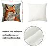 Cute Embroidery Style Fox Floral Throw Pillow Covers Pattern Cushion Cover Suitable for Sofa Bedroom Car Pillow Cover
