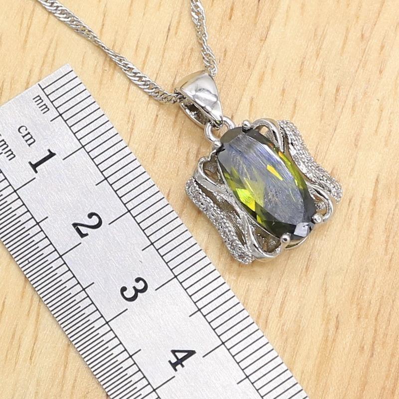 Grüner Zirkonia Dubai Hochzeitsschmucksets für Frauen Armband Ohrringe Halskette Anhänger Ring Geburtstagsgeschenk