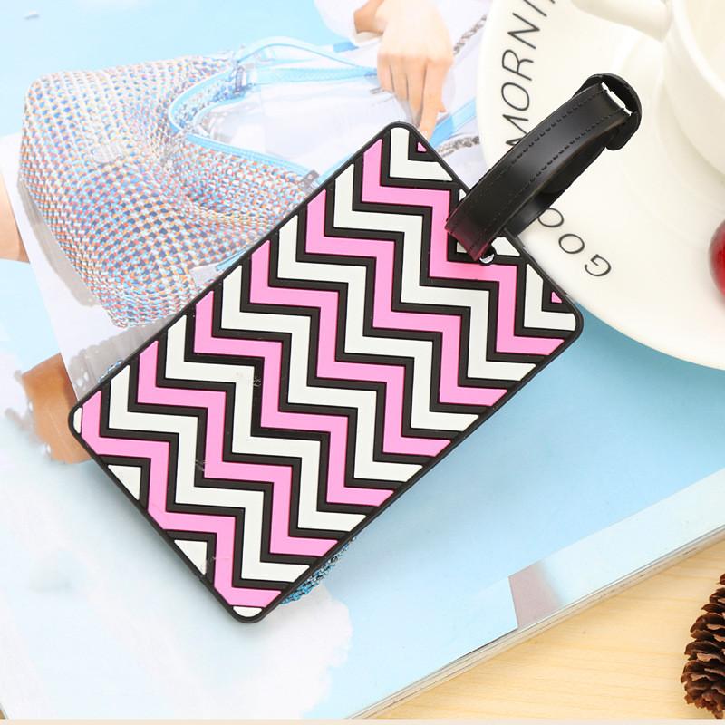 Geometric Luggage Tags for Women Men PVC Baggage Name Tags Suitcase Address Label Holder Travel Accessories