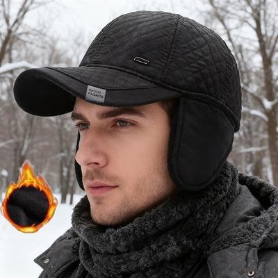 Winter Thicker Baseball Cap for Men with Earflaps Keep Warm Snapback Cap Male Father Hat Ear Protection Casquette
