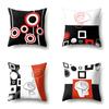 Polyester Pillow Case Car Black and Red Geometric Circle Lines Decorative Home Print Pillow Bedside Cushion Cover