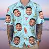 Men's Personalized 2026 Summer Hawaiian Shirt With Custom Birthday Photo, 3D Printed Tropical Plants Button Down Short Sleeve
