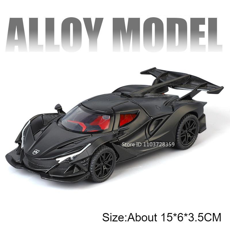 1:32 Apollo EVO IE Model Toy Car Exquisite Interior Doors Opened Diecast Metal Pull Back Toys Cars Sound Light Presents for Boys